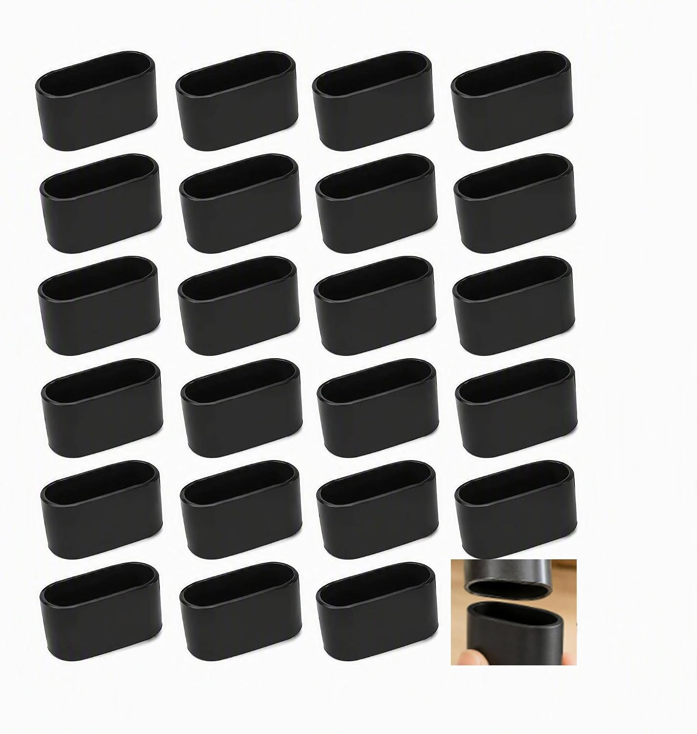 Set Mit 24 Stuhlbeinkappen (20 X 40 Mm), Ovale Stuhlbeinkappen Aus Weichem Kunststoff Für Stühle, Tische Und Möbel, Zur Geräuschdämpfung Und Zum Schutz Des Bodens