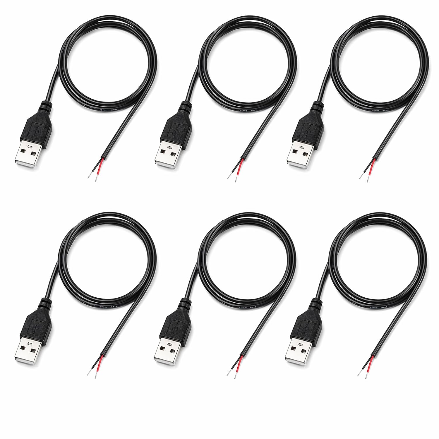 Stück Usb-anschlusskabel (22 Awg), Usb-stecker Auf 2-poligen Stecker (offene Drähte), 1 M Usb-kabel (22 Awg), 5-v-usb-stromkabel Für Spielzeug, Reparaturen, Elektronikprojekte Und Heimwerkerarbeiten