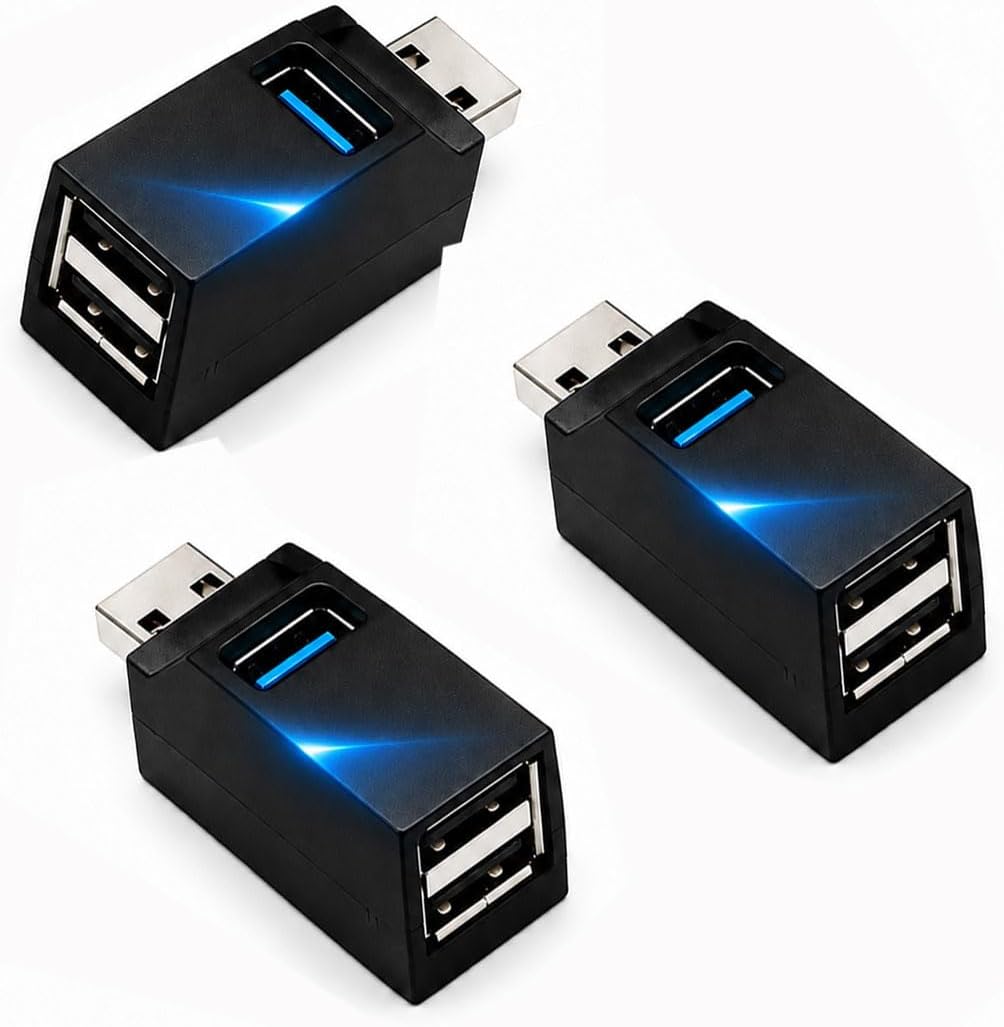 3-teiliger Mini-usb-3.0-hub, Kompakter 3-port-hub Mit 1 Usb-3.0-anschluss Und 2 Usb-2.0-anschlüssen, Tragbarer Usb-hub Für Laptops, Usb-3.0-verlängerungsadapter Für Tastatur, Maus Und Usb-stick