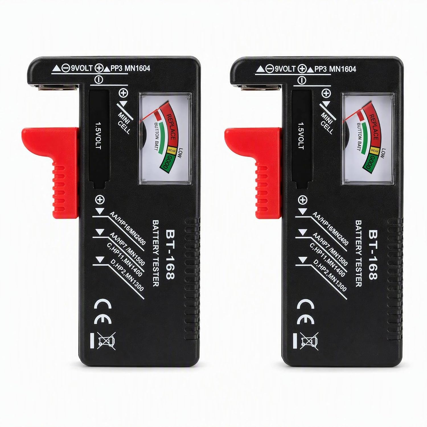 Universeller 2-teiliger Batterietester Für Verschiedene Batterietypen, Analoger Batterietester Ohne Netzteil Mit Farbdisplay, Tragbarer Batterietester Für Zuhause Und Büro