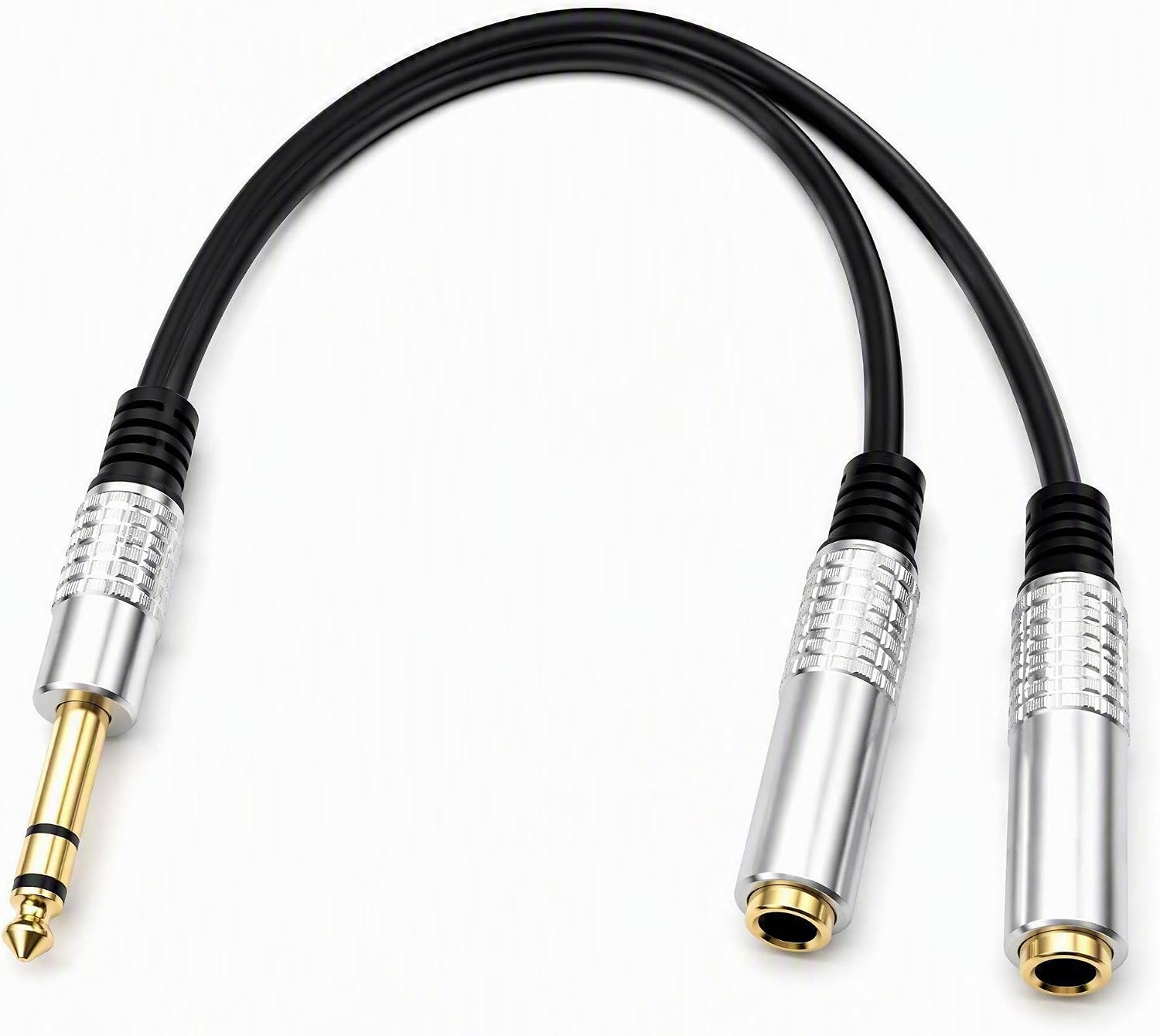 6,35-mm-stereo-trs-stecker Auf 2 Buchsen-adapter, 20 Cm Langes Audio-y-splitterkabel, Doppelbuchse Für Verstärker, Mischpult, Lautsprecher, Hi-fi-anlagen Und Kompatible Audiogeräte
