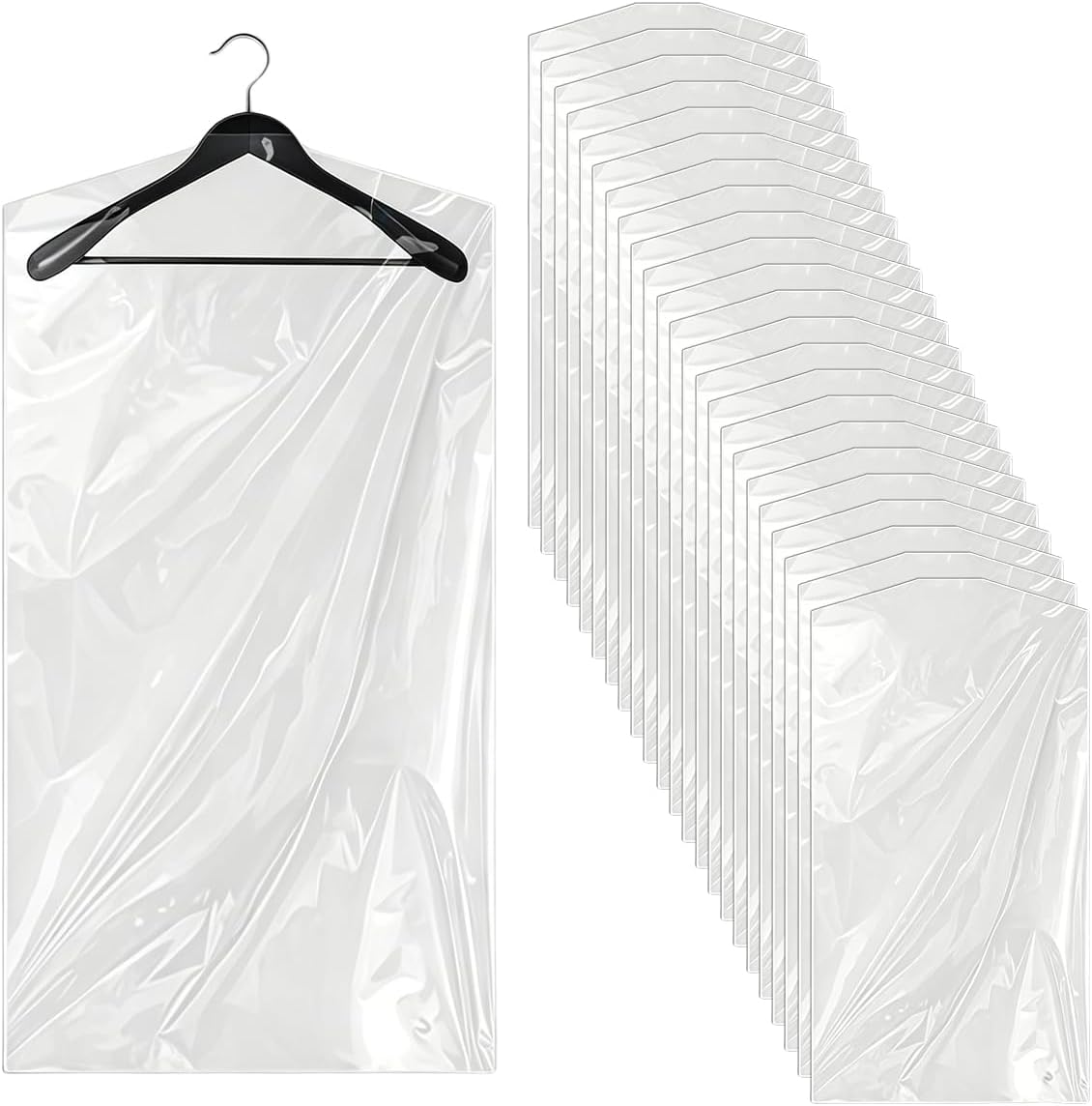 24 Stück Transparente Kleidersäcke Aus Kunststoff, 150 × 60 Cm