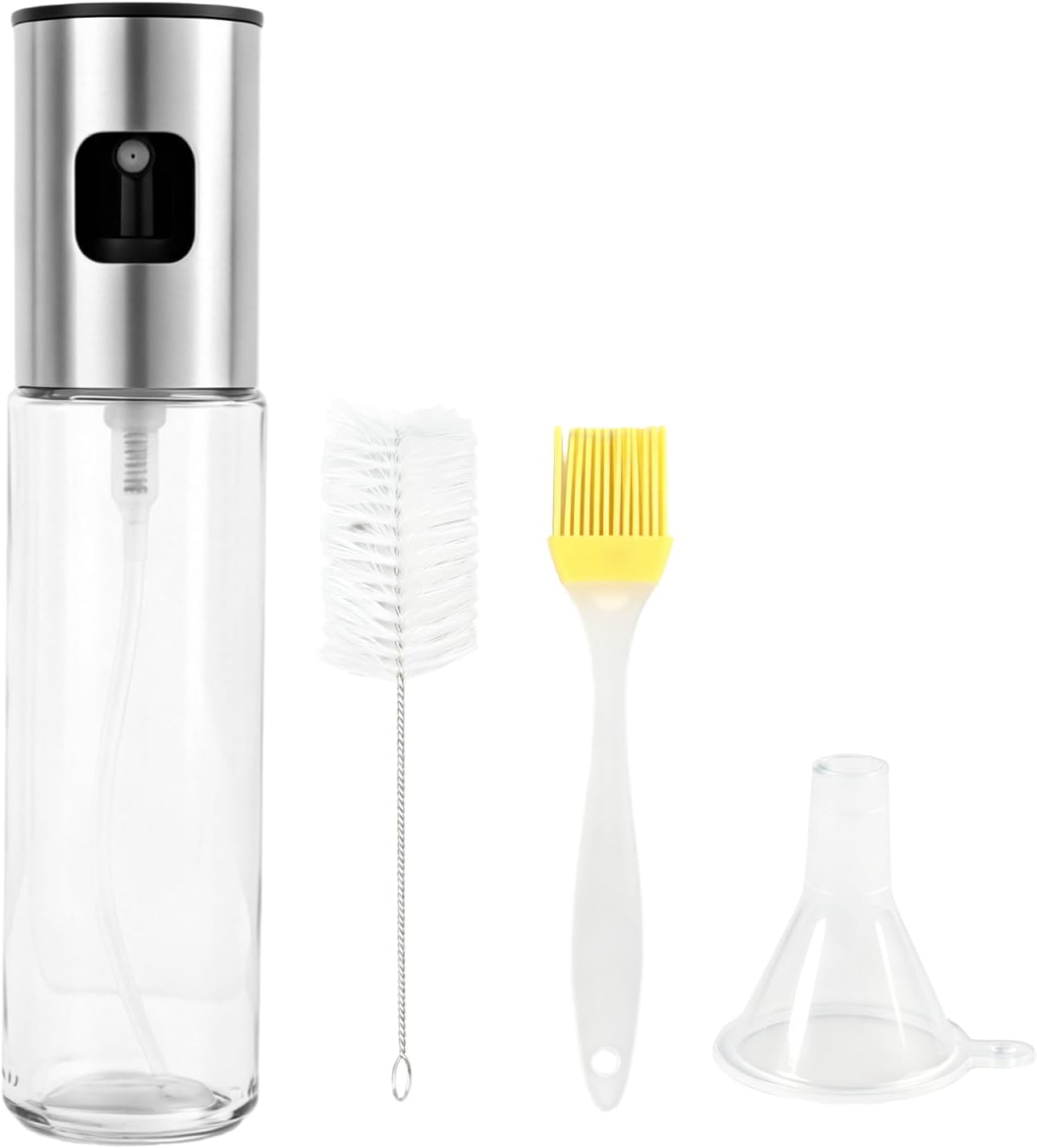 100-ml-sprühflasche Aus Glas Mit Skala Für Speiseöl, Geeignet Für Küche, Dunstabzugshaube, Essig Und Wasser. Bpa-frei, Aus Edelstahl 304, Mit Rutschfestem Griff Und Leicht Zu Reinigen.