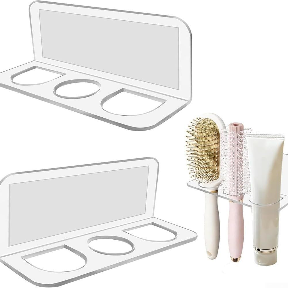 Set Mit 2 Acryl-wandhaarbürstenhaltern – Transparente Aufbewahrungsmöglichkeit Für Haarstyling-geräte Im Badezimmer – Platzsparender Organizer Für Glätteisen Und Haartrockner