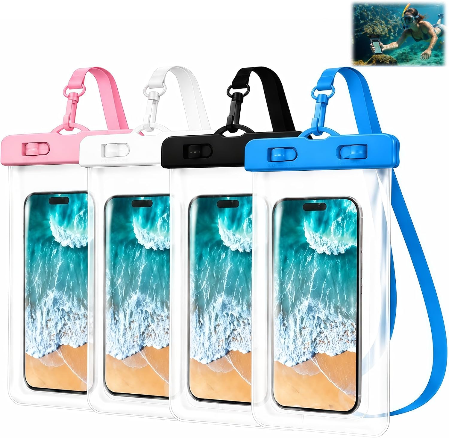 4er-set Ipx8-wasserdichte Schutzhüllen Ohne Rahmen Für Smartphones Bis 7,2 Zoll – Universelle Wasserdichte Hülle, Transparenter Schutz Für Unterwasserfotografie Und Touchscreen-nutzung