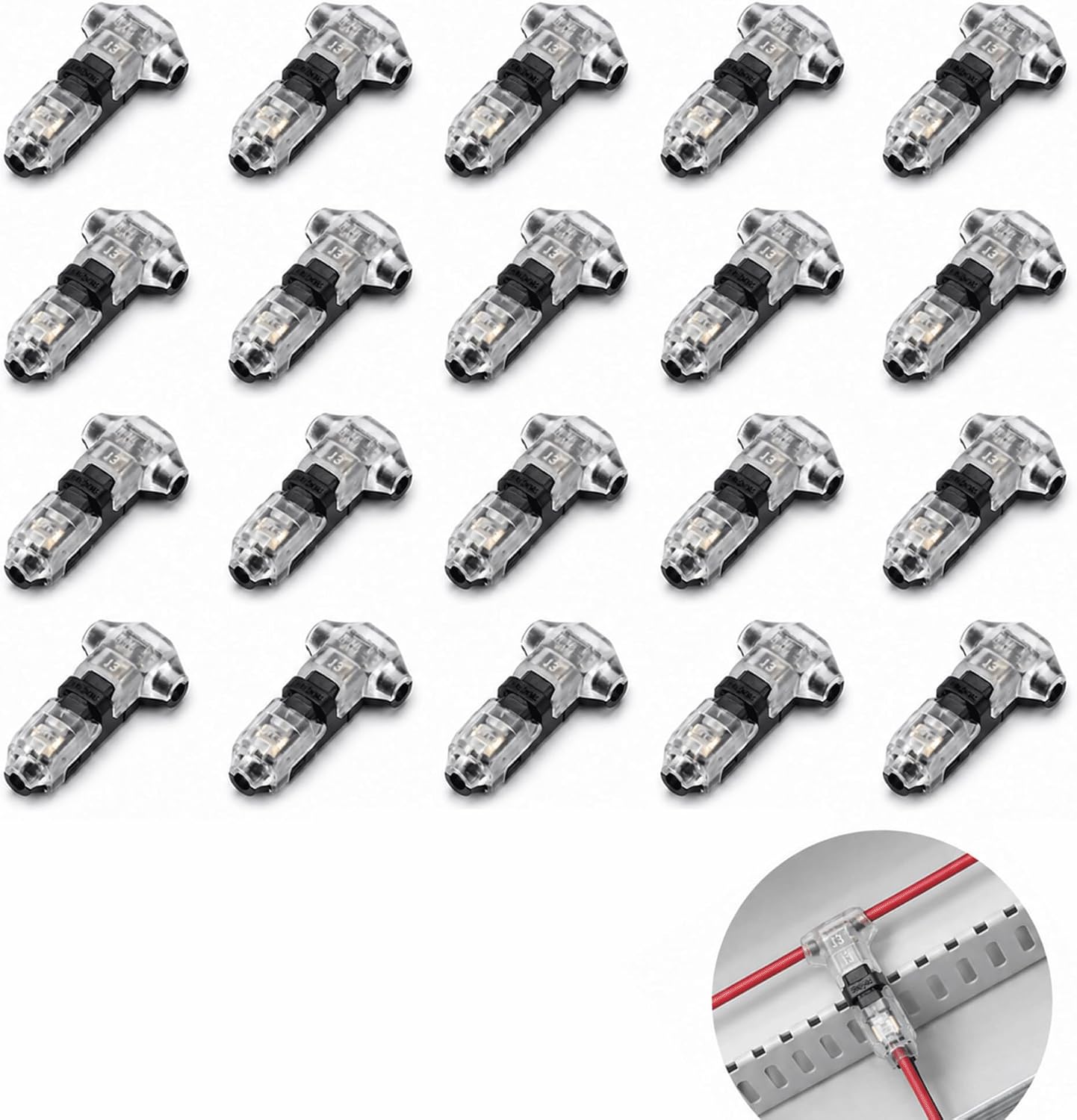 20 Stück 1-polige T-verbinder 18–22 Awg, Lötfreie, Wasserdichte Elektrische Steckverbinder Für Kabel, Schnellanschlussklemmen Für Auto, Led, Audio Und Niederspannungs-elektroinstallationen