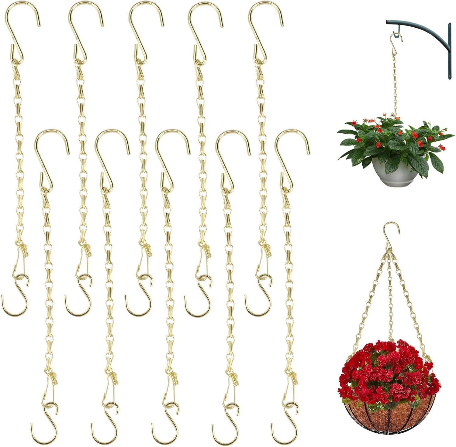 10 Stück Goldene Metall-hängeketten, Blumentopfketten