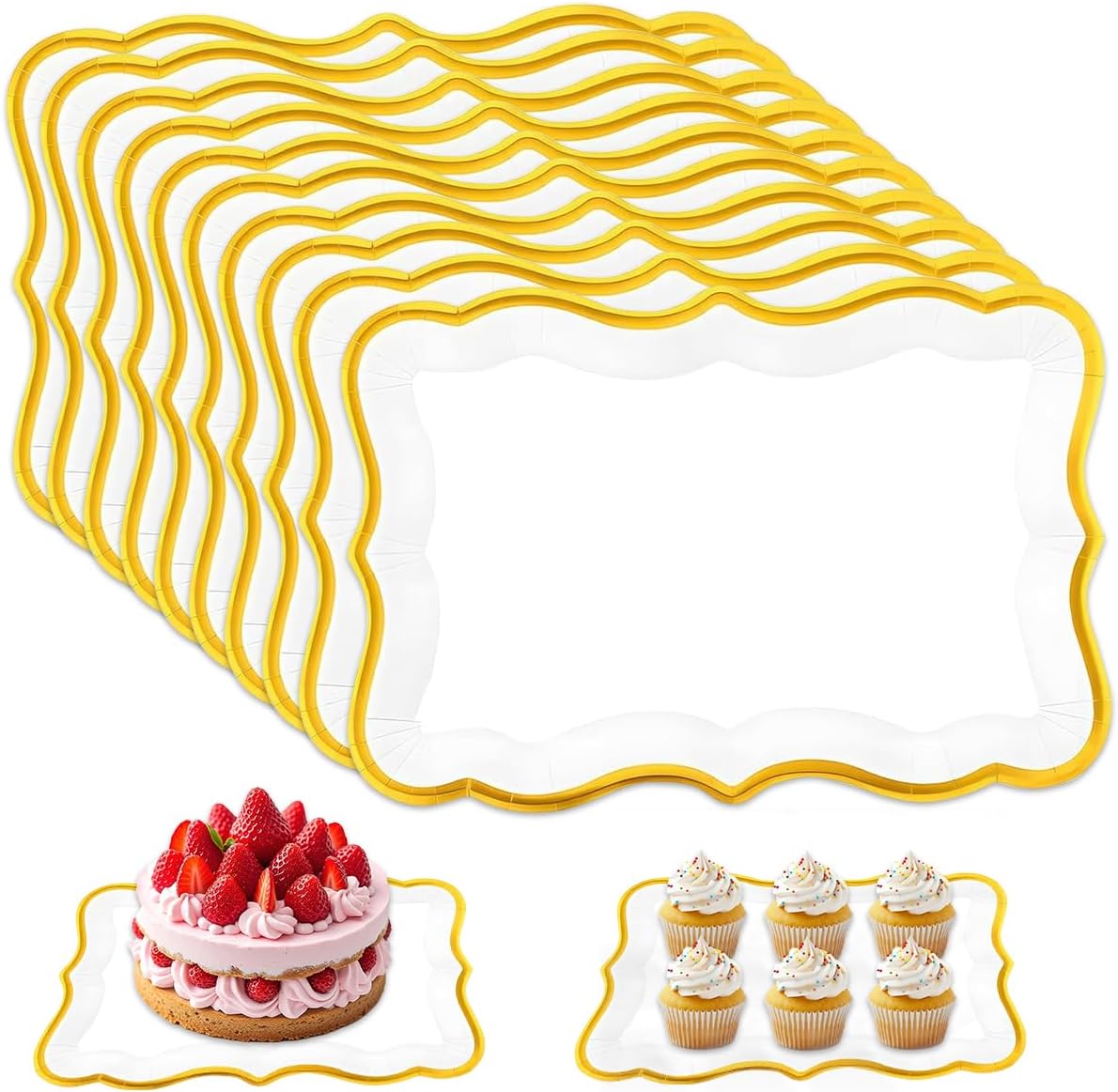 10-teiliges Pappteller-set, 33 X 23 Cm Goldene Pappteller