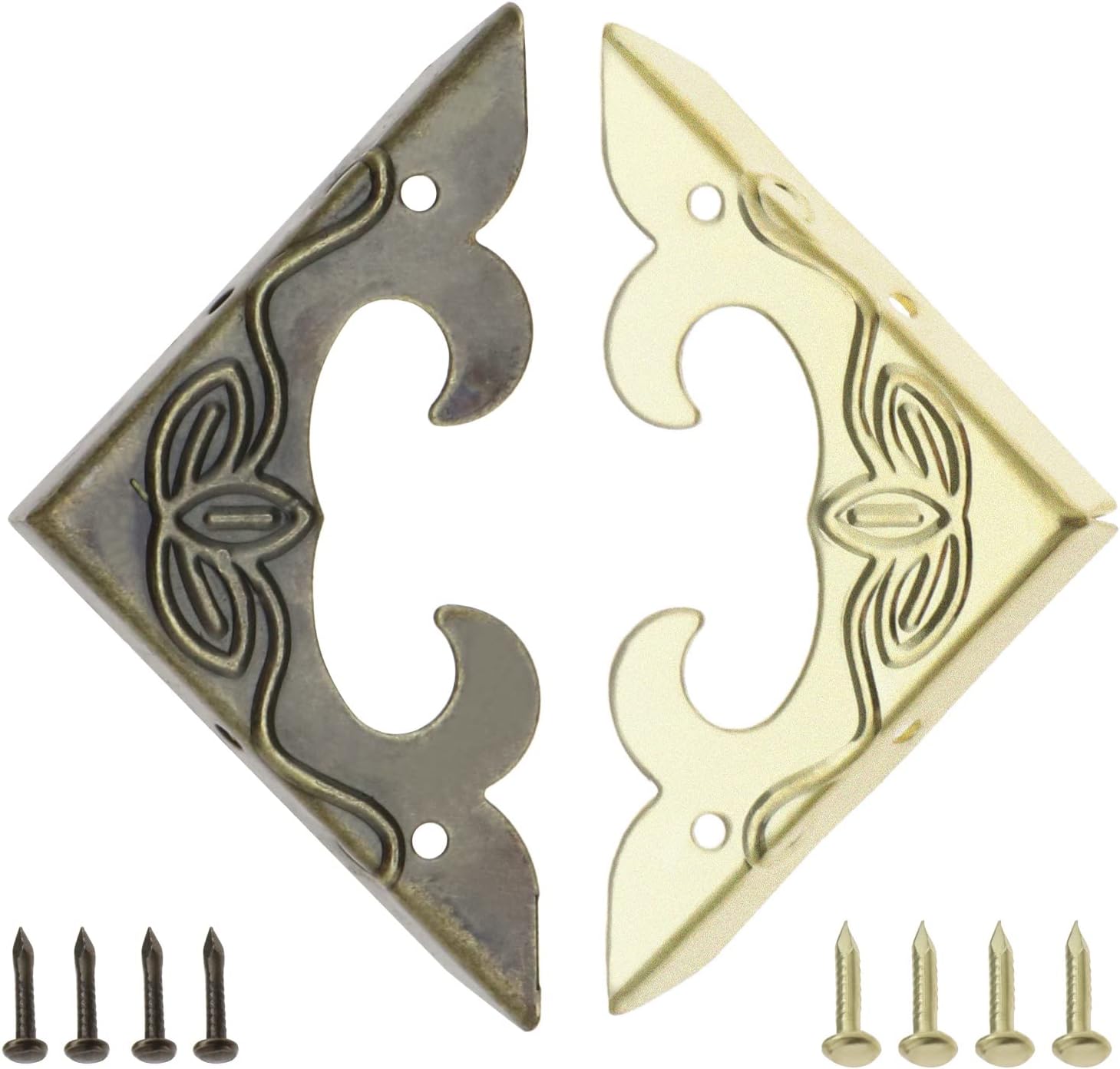 Set Mit 40 Vintage-eckenschützern Aus Holz Für Möbel – Antikbronze Und Gold