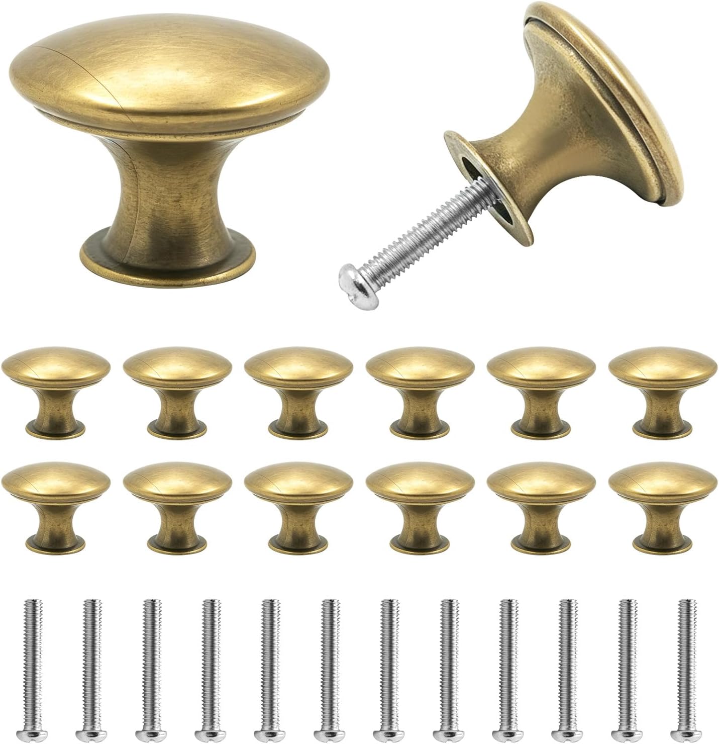 Set Mit 12 Vintage-schrankknöpfen In Goldoptik, 30 Mm, Messingoptik, Inklusive Schrauben