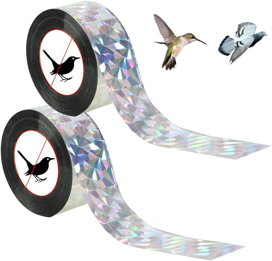 Vogelabwehrband, 2er-pack – Doppelseitiges, Reflektierendes Klebeband Hält Möwen, Krähen Und Andere Vögel Fern – Für Gärten, Obstplantagen Und Landwirtschaftliche Betriebe, Je 2,4 Cm X 80 M