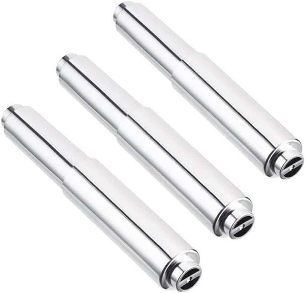 Set Mit 3 Ersatz-toilettenpapierrollenhaltern Mit Federmechanismus – Ausziehbare Kunststoffstange Für Toilettenpapierrollen, Silberfarben, Verstellbare Länge Von 11,5 Bis 16,5 Cm