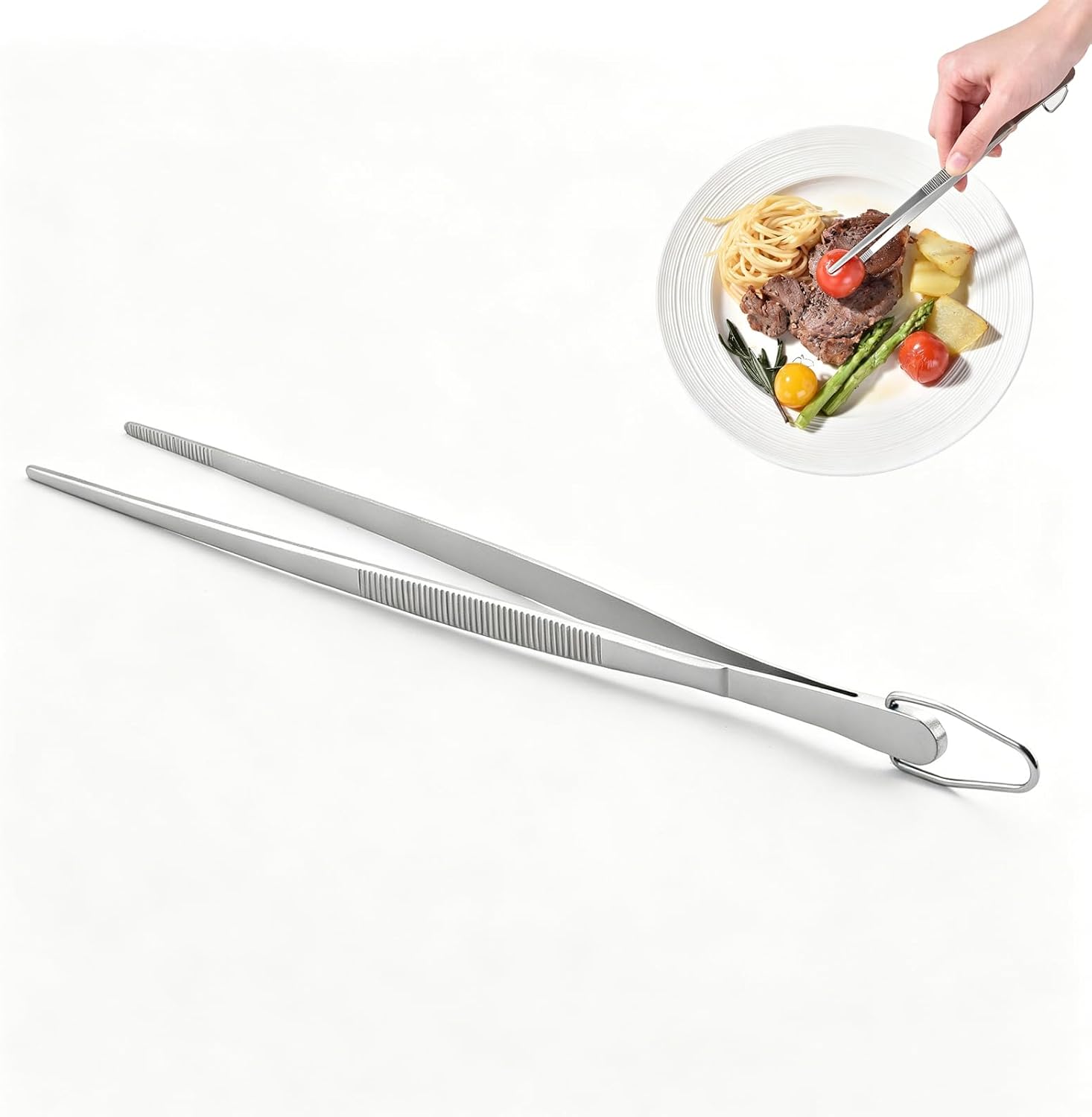 Küchenzange Aus Edelstahl, Zum Grillen Von Fleisch Und Für Die Zubereitung Empfindlicher Speisen, Präzisions-lebensmittelzange, 30 Cm Länge