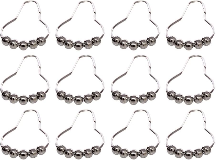 Set Mit 12 Rostfreien Duschvorhanghaken Aus Metall – Stabile Gleiter Für Duschvorhangstangen, Einfach Zu Montieren, Silberfarben