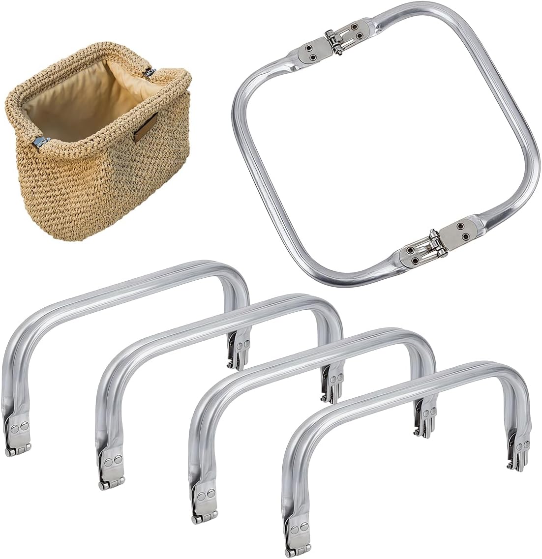 4-teiliger Taschenverschlusshaken, U-förmiger Rahmen, Aluminium-handtaschenrahmen