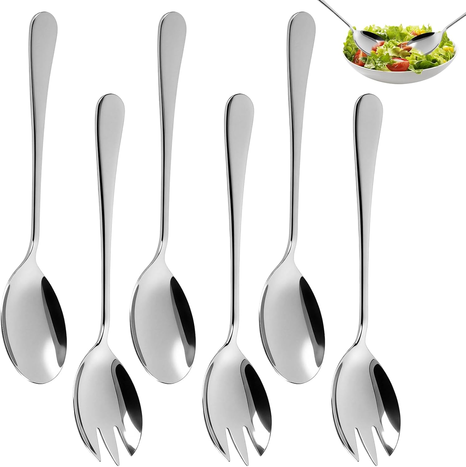 6-teiliges Salatbesteck-set Aus Edelstahl, Salatlöffel