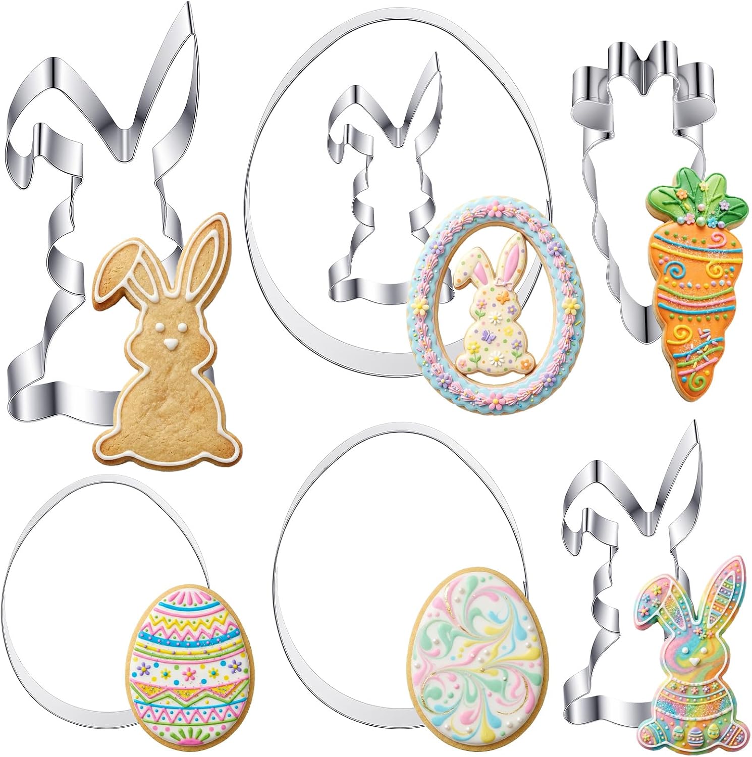 Set Mit 7 Oster-ausstechformen In Form Von Hasen Und Ostereiern – Große Hasen-ausstechformen – Eier- Und Karotten-ausstechformen – Ideale Ostergeschenke
