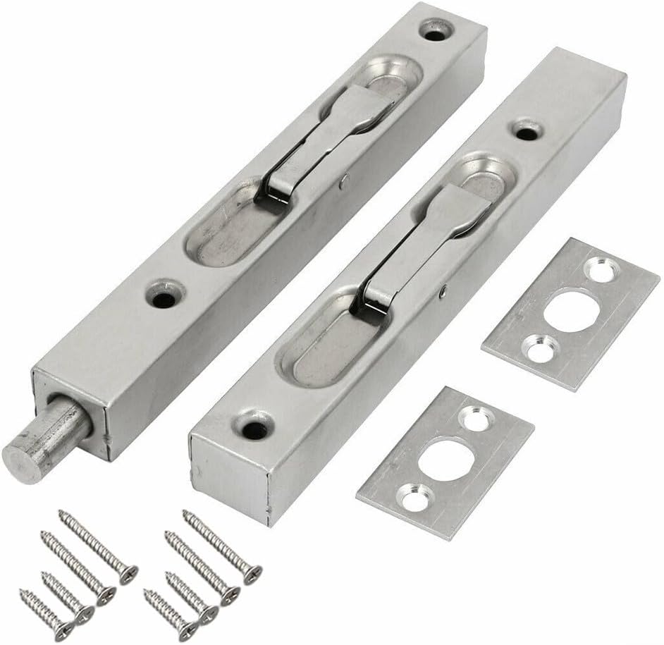 Set Mit 2 Verdeckten 15 Cm (6 Zoll) Langen Türriegeln Aus Edelstahl Für Doppeltüren – Gebürstete Oberfläche – Sicherheits-schieberiegel Für Holz- Und Metalltüren Im Innenbereich