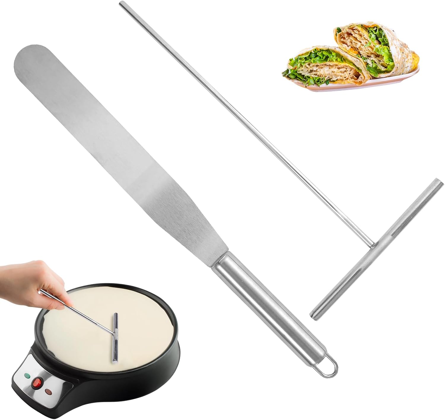 Crêpe-spender Und Spatel Aus Edelstahl, T-förmiger Crêpe-spatel