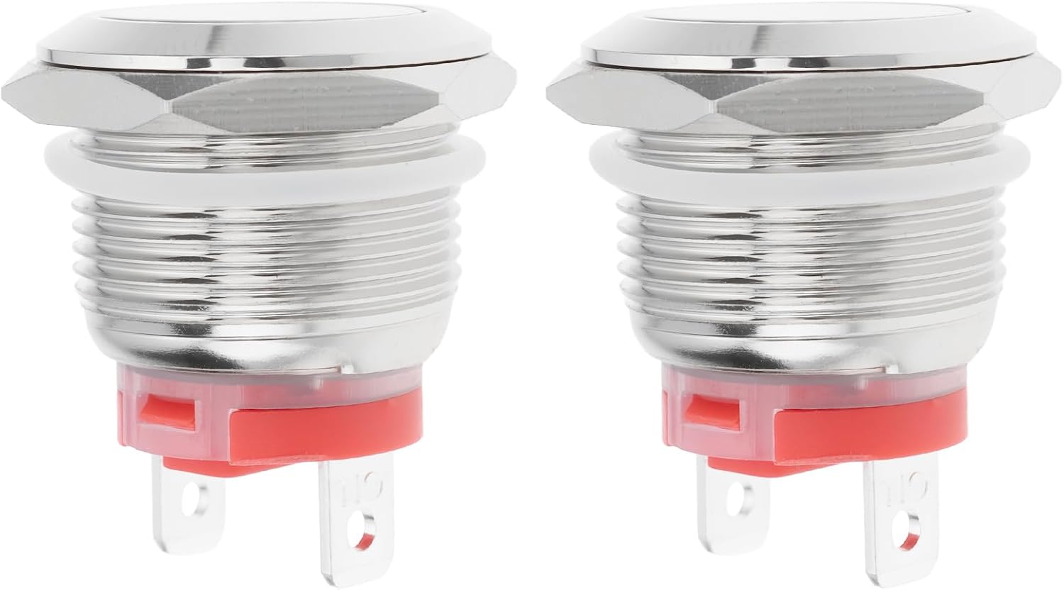 Set Mit 2 Kurzen 19-mm-2-pin-drucktastern, 20 A/12–24 V Oder 15 A/220 V, Wasserdicht, Kurzzeitig, Edelstahl