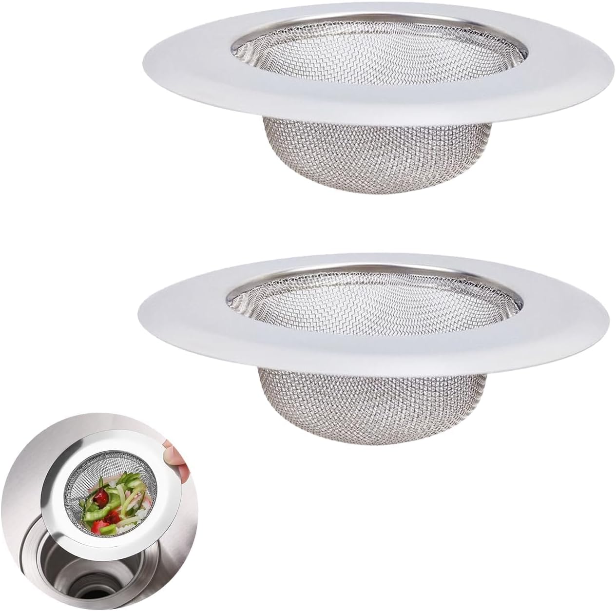 2er-set Edelstahl-spülbeckensiebe, 11,5 Cm – Geruchs- Und Verstopfungsschutz Für Küchen- Und Spülbeckenabflüsse – Robustes Und Leicht Zu Reinigendes Abflusssieb