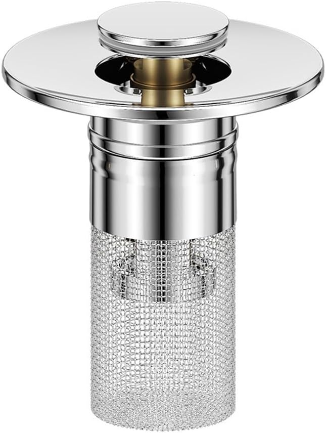 Verstopfungsfreies Waschbecken-sieb Mit Messingkern – Hebeverschluss Und Haarfänger Für Waschbecken Und Dusche – Verstopfungsfreies Sieb 5,9 X 6,6 Cm (f37)