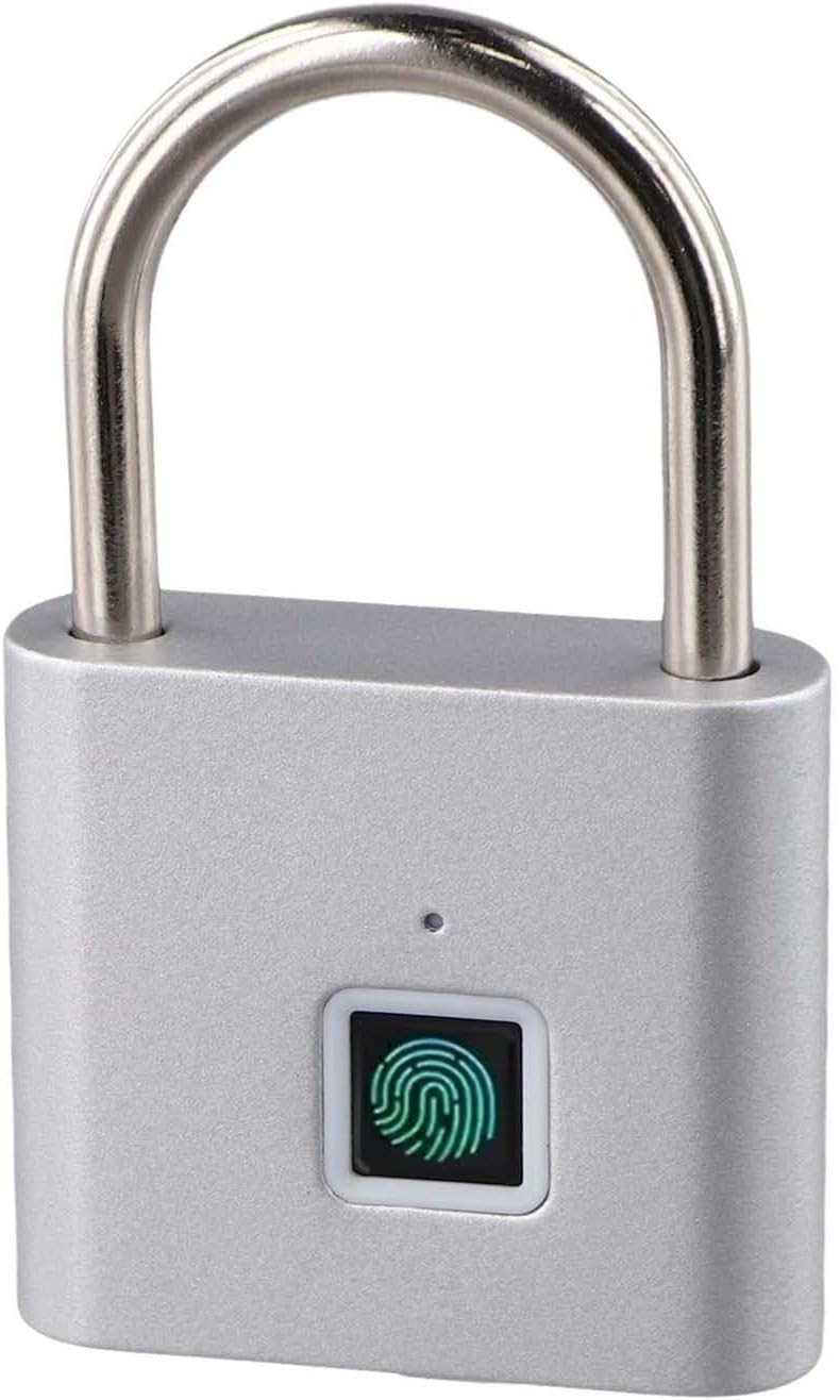 Intelligentes, Schlüsselloses Fingerabdruckschloss, Usb-ladefunktion, Diebstahlschutz Mit 10 Speichergruppen, Für Schränke, Fahrräder, Reisen, Schwarz (silber)