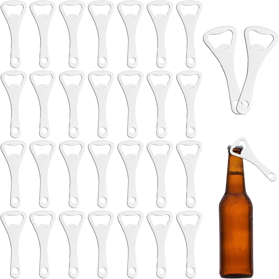 30-teiliges Set Flacher Flaschenöffner, 9,2 X 3,5 Cm, Edelstahl