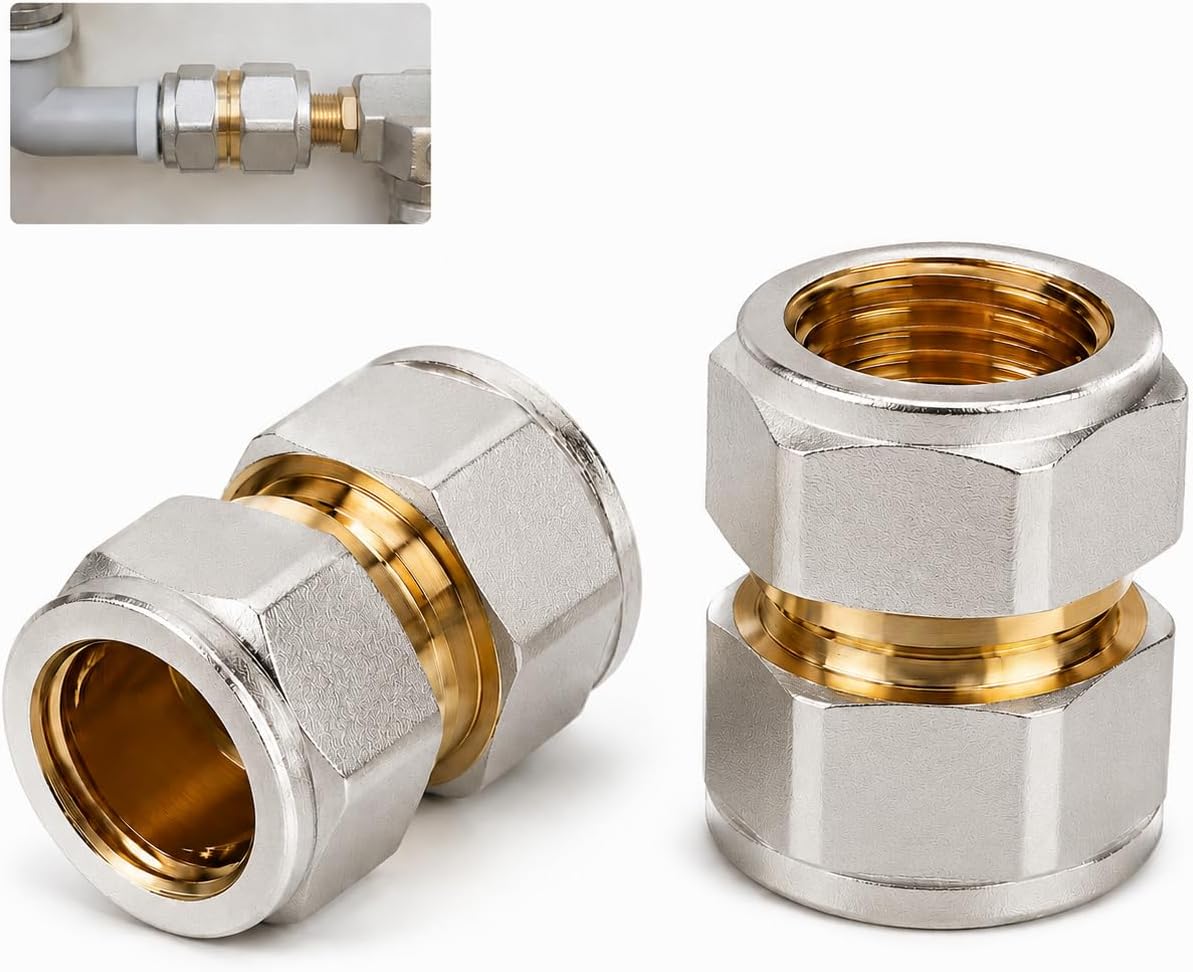 Zweiteilige Kompressionsverschraubung, 16 Mm X 1/2 Zoll Innengewinde, Messing, Mehrlagig, Kompressionsverschraubung Für Verbundrohre, Sanitär-, Heizungs- Und Heizungszubehör