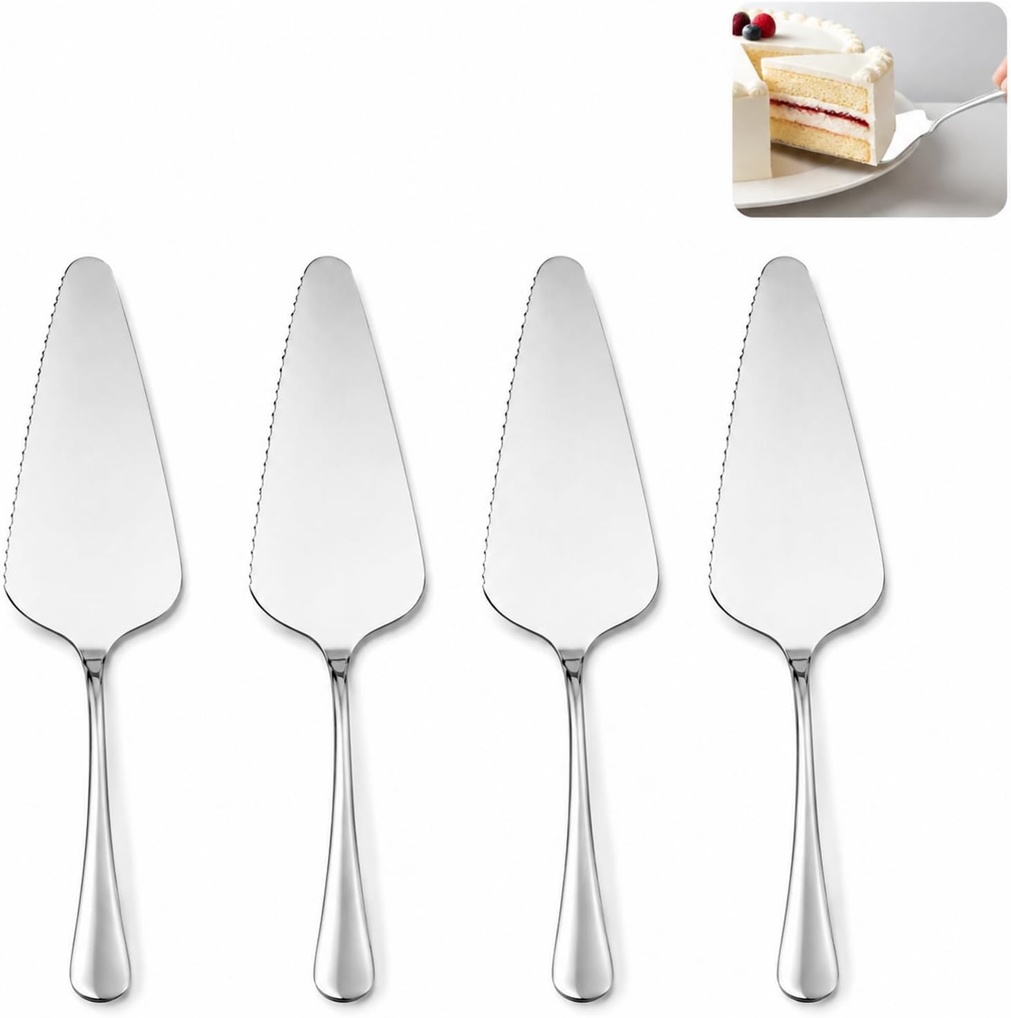 Set Mit 4 Edelstahl-kuchenhebern (22 Cm) Mit Gezahnter Klinge, Edelstahl-tortenhebern, Servierspateln Für Kuchen, Desserts, Torten, Pizzen Und Gebäck, Küchenutensilien