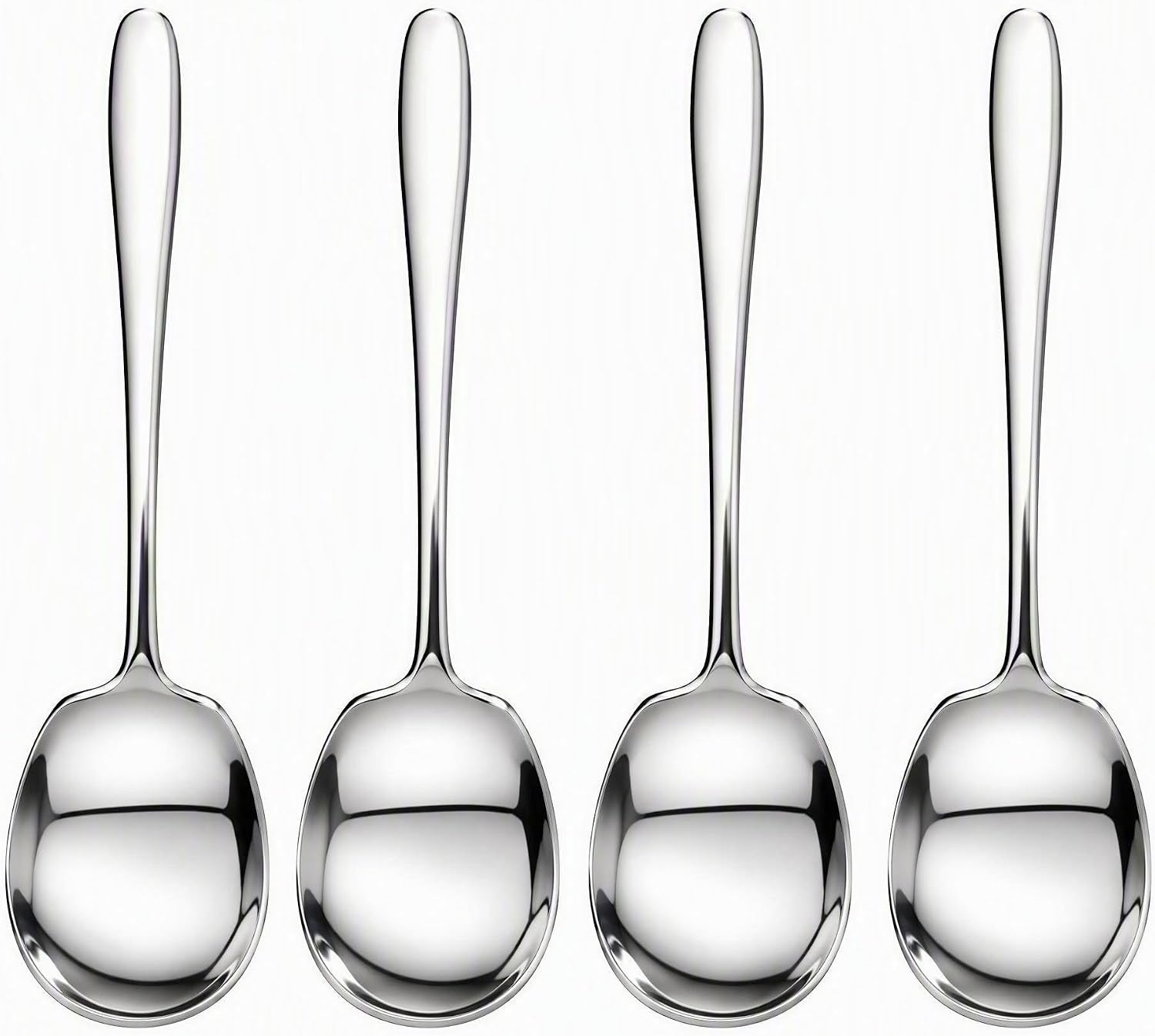 4-teiliges Servierlöffel-set Aus Edelstahl, 22,5 Cm Großer, Flacher Suppenlöffel Aus Edelstahl, Küchenutensil Zum Servieren Von Reis, Nudeln, Gemüse Und Warmen Gerichten, Spülmaschinenfest