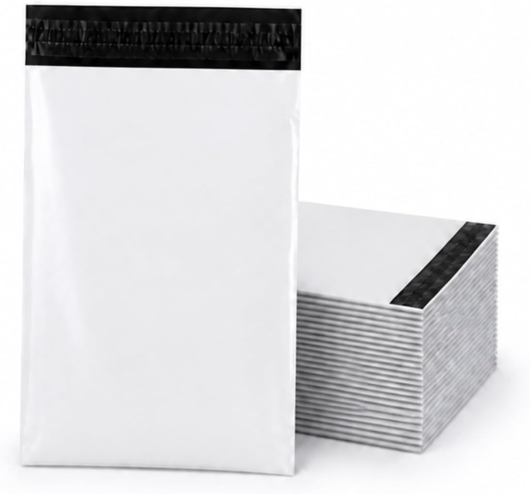 Packung Mit 100 Versandbeuteln, 12 X 21 Cm, Selbstklebend, Weiß, Blickdicht, Wasserdicht, Reißfest, Für Versand Und Verpackung