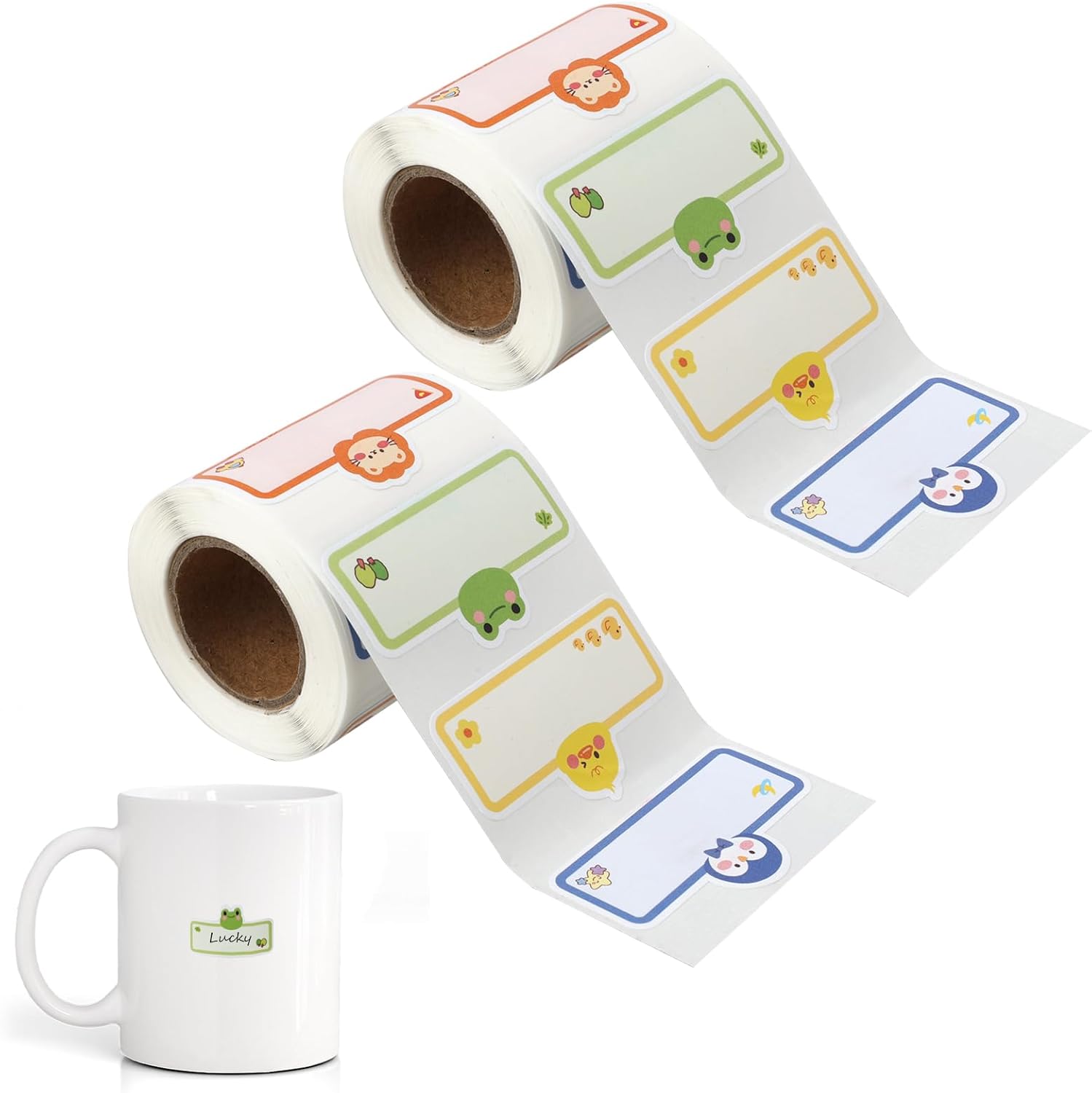 Namensaufkleber Für Kleidung & Gegenstände 540 Stück, Wasserfeste Namensetiketten Kinder Kita Schule, Personalisierbar Mit 14 Verschiedenen Tiermotiven (1 Rollen À 7 Motive), Selbstklebend