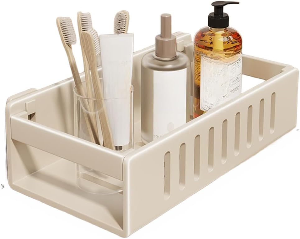 Wandmontiertes Badezimmerregal Ohne Bohren – Schwebender Organizer Für Toilettenartikel Und Seife, Platzsparende Ecklösung, Grau, Schwarz, Weiß, 29,5 Cm (weiß)