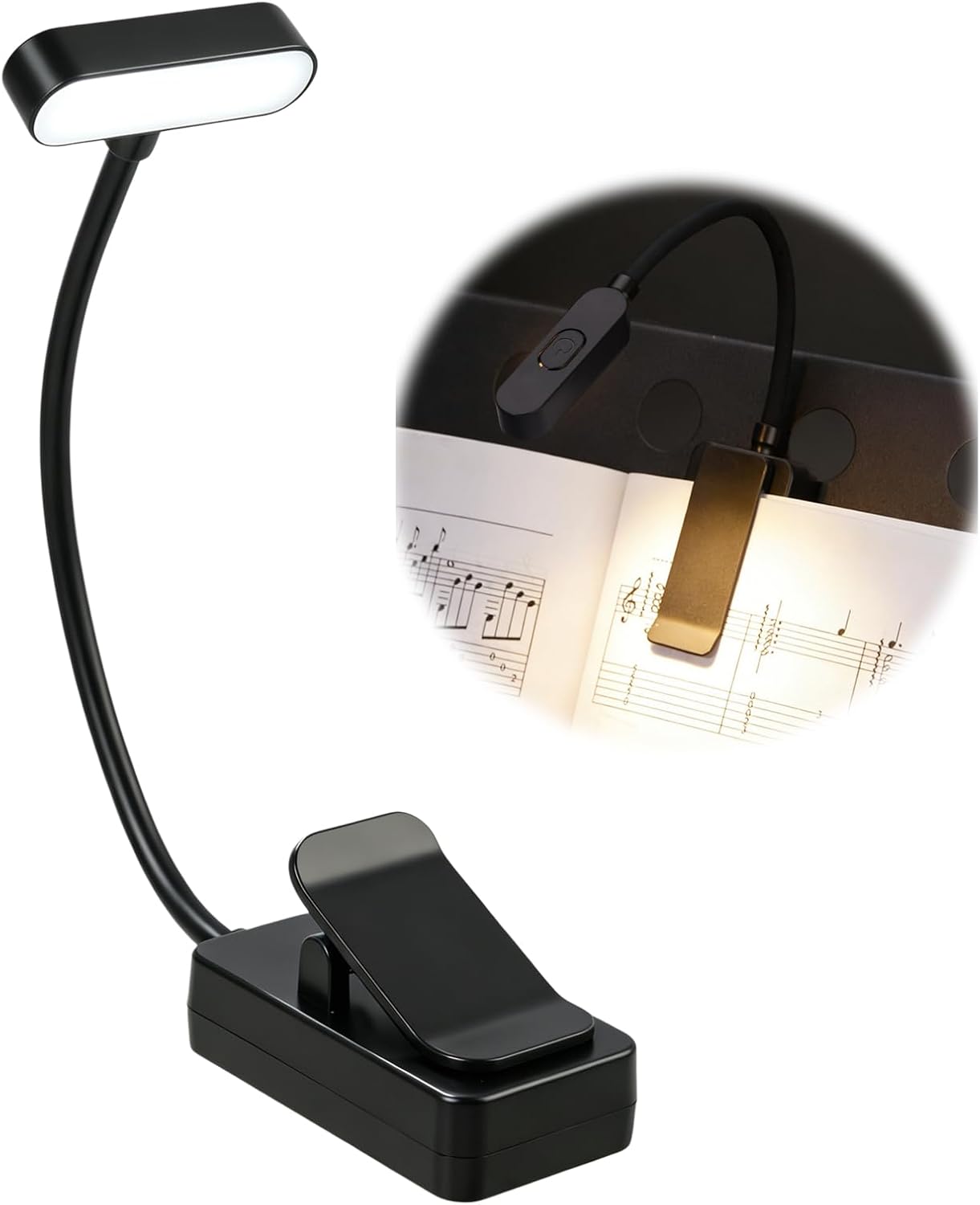 Ansteckbare Leselampe Mit Augenschutz, 3 Einstellbaren Helligkeitsstufen, Drei Farben (bernsteinfarben/weiß/gemischt), 360° Flexiblem Hals, Tragbar, Ideal Zum Lesen