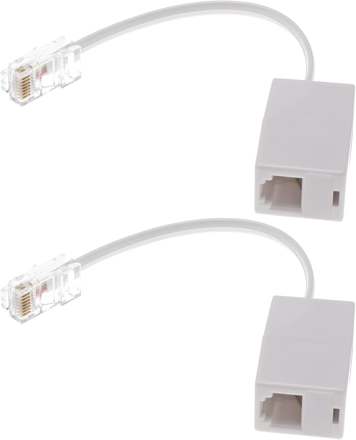 2 Stück Rj11 Auf Rj45 Konverter-adapter Telefon-splitter J11 (6p4c) Buchse Auf Rj45 (8p8c) Stecker Kabellänge 145 Mm, Weiß