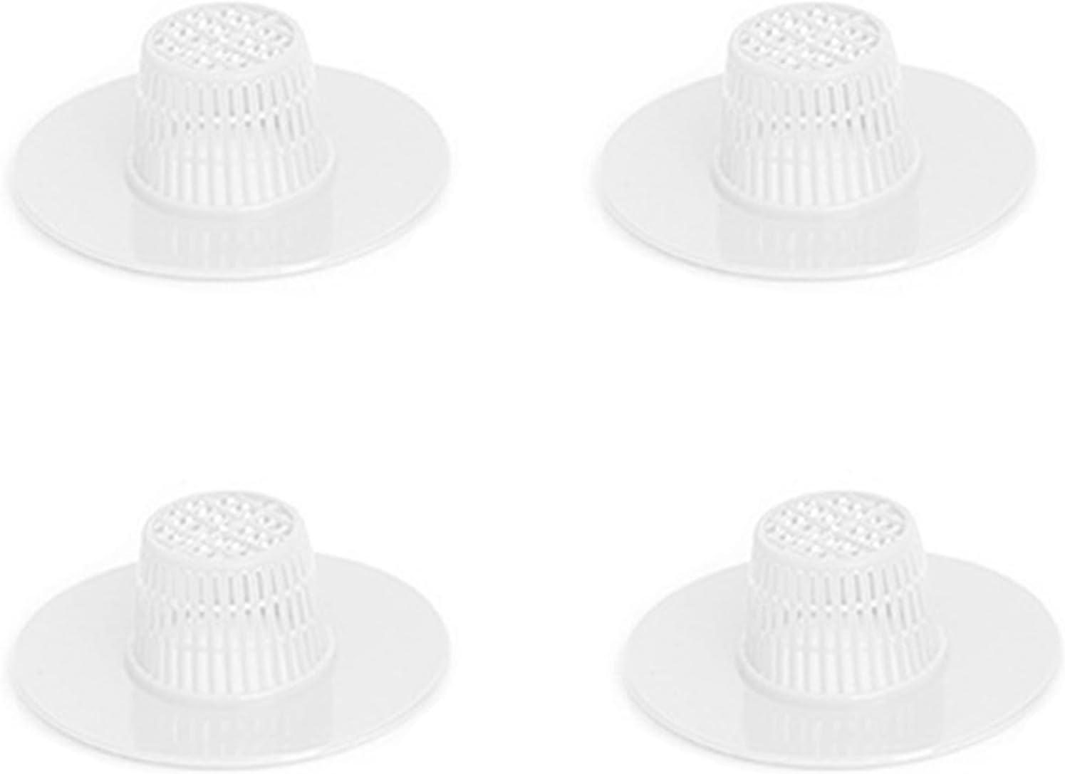 Set Mit 4 Weißen Kunststofffiltern Für Spülbecken, Badezimmerwaschbecken Und Badewannen