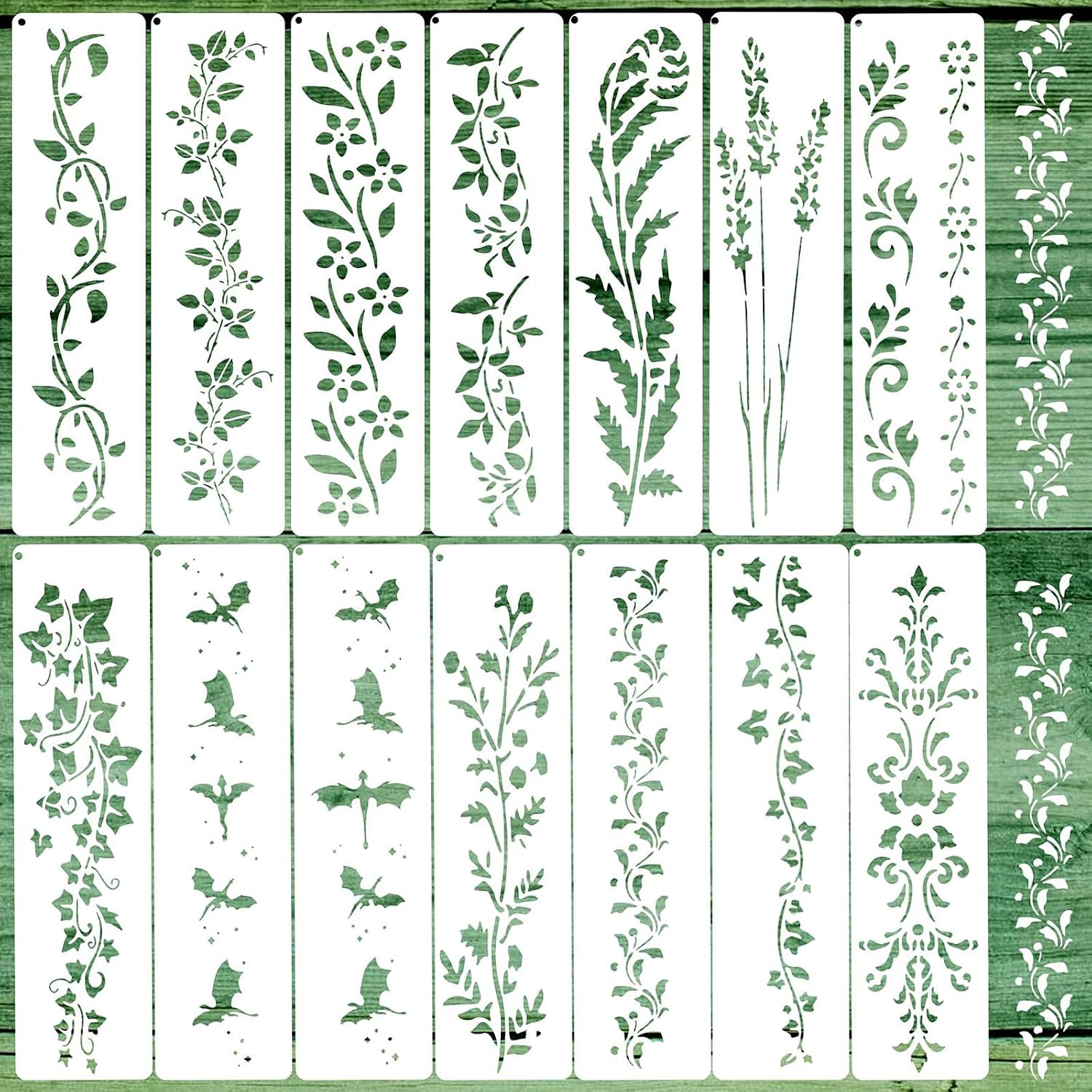 14-teiliges Set Mit Ranken-schablonen, 30 X 7,6 Cm, Florales Bordürenmuster