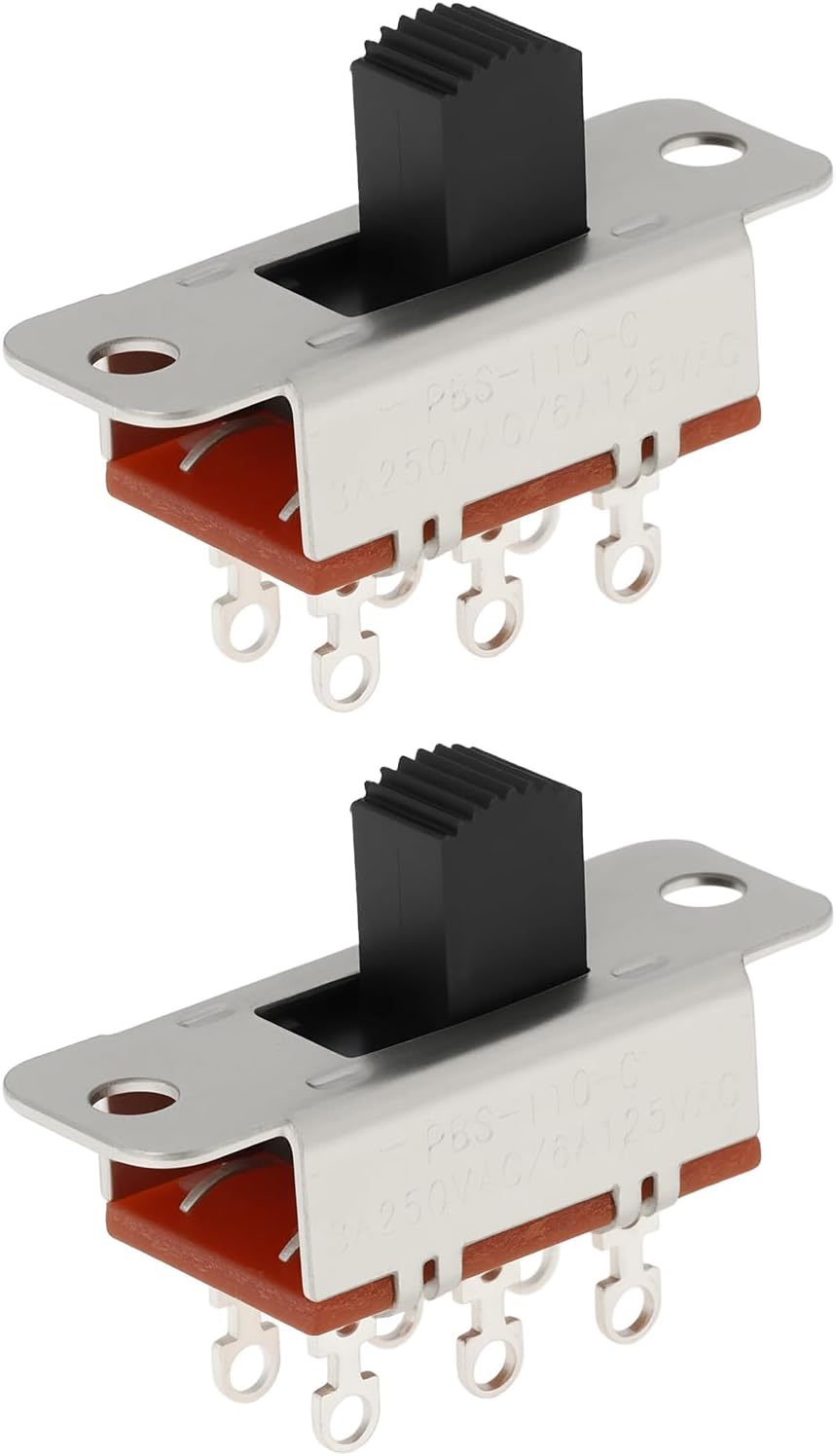 Packung Mit 2 6-poligen 8-mm-2-positionen-schiebeschaltern Pbs-110-c 3a/250v, Kompatibel Mit Jazzmaster 22,5 X 9 X 13,3 Mm