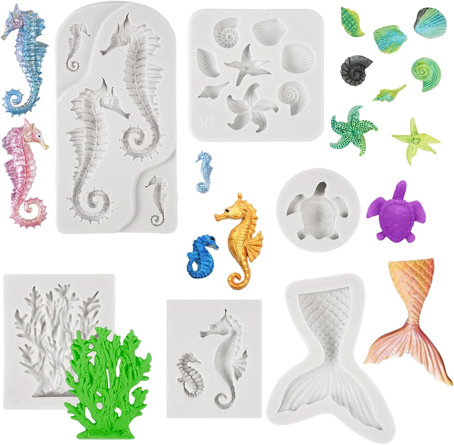 6-teiliges 3d-silikonformen-set Mit Ozeanmotiv