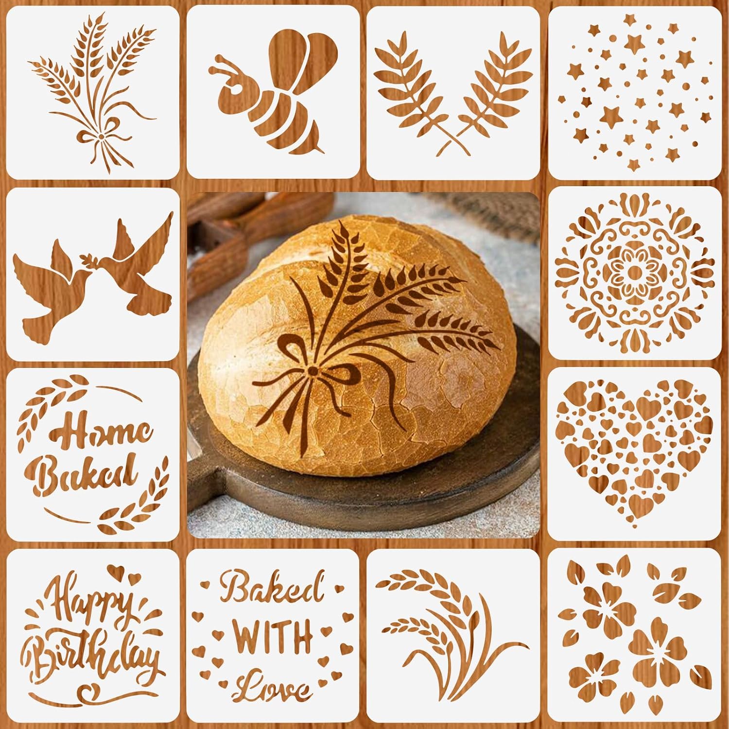 Set Mit 12 Backschablonen (15 X 15 Cm), Basteldekoration Für Brot