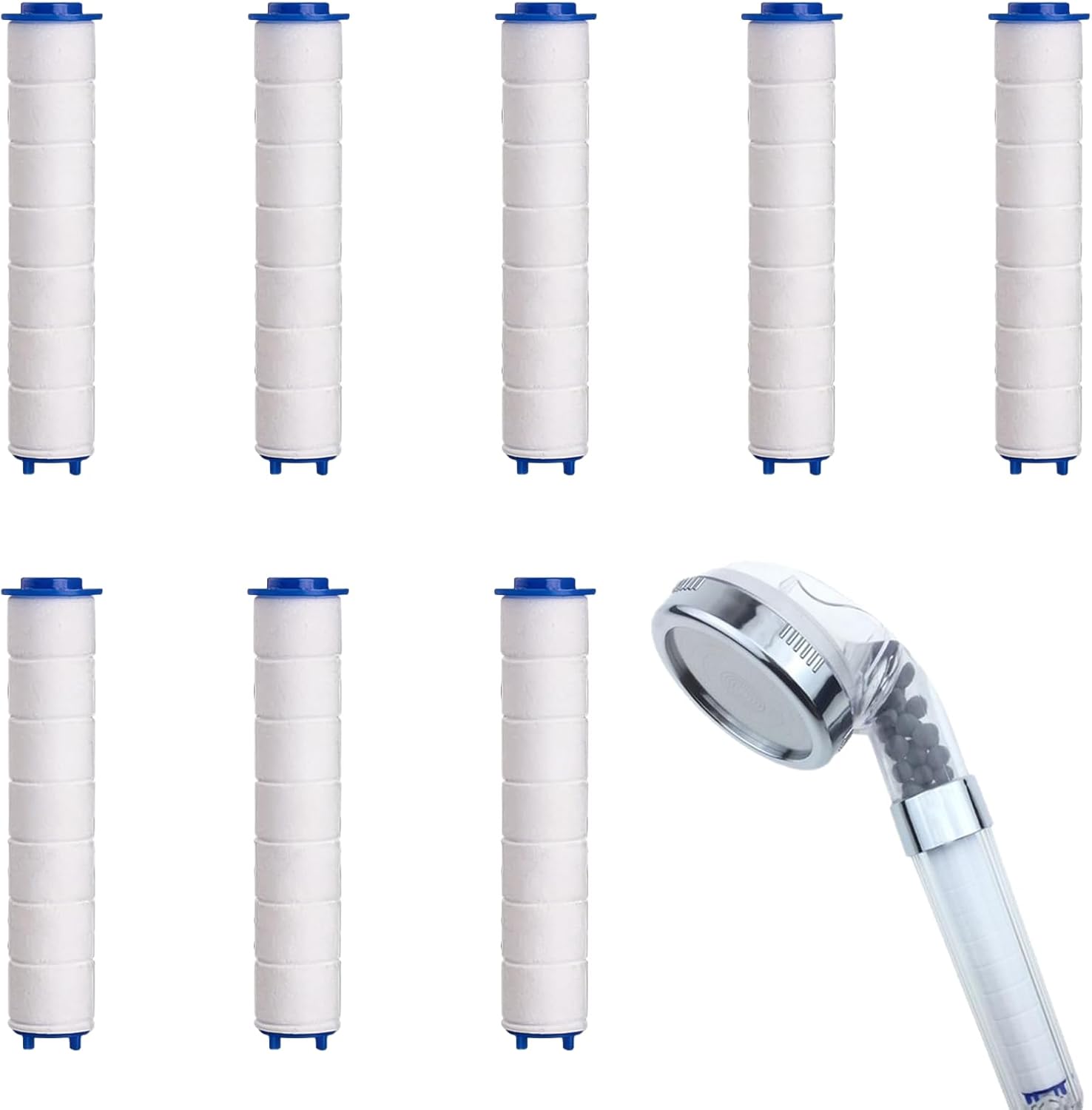8-teiliger Duschkopffilter, Herausnehmbarer Duschkopffilter Mit Pp-baumwollkartuschen, Abnehmbarer Anti-kalk-duschkopffilter Für Duschköpfe (95 Mm)