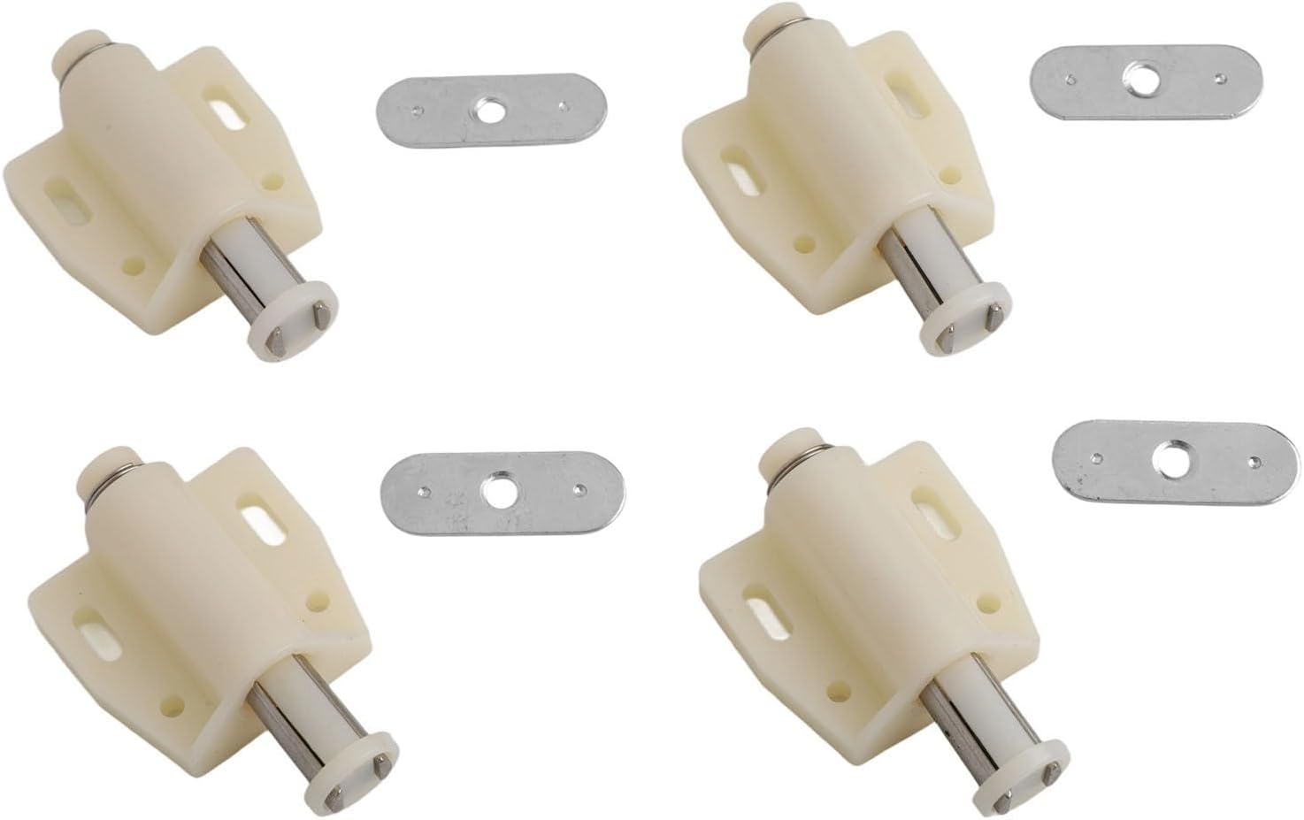 Set Mit 4 Magnetischen Push-to-open-schubladenverschlüssen Für Küchen- Und Badezimmerschranktüren, Grifflos, Schwarz Und Weiß, 55 Mm (weiß)