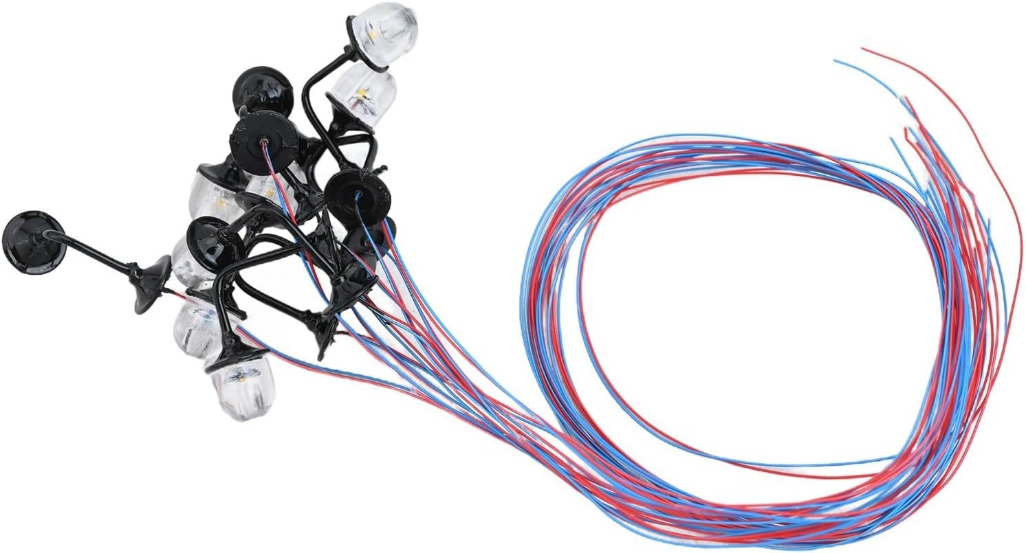 Set Mit 10 Led-wandleuchten Für Modelleisenbahnen Im Maßstab H0 – Warmweiße Laternenmasten Für Modellbahnanlagen, Gebäudesets Und Architekturmodelle