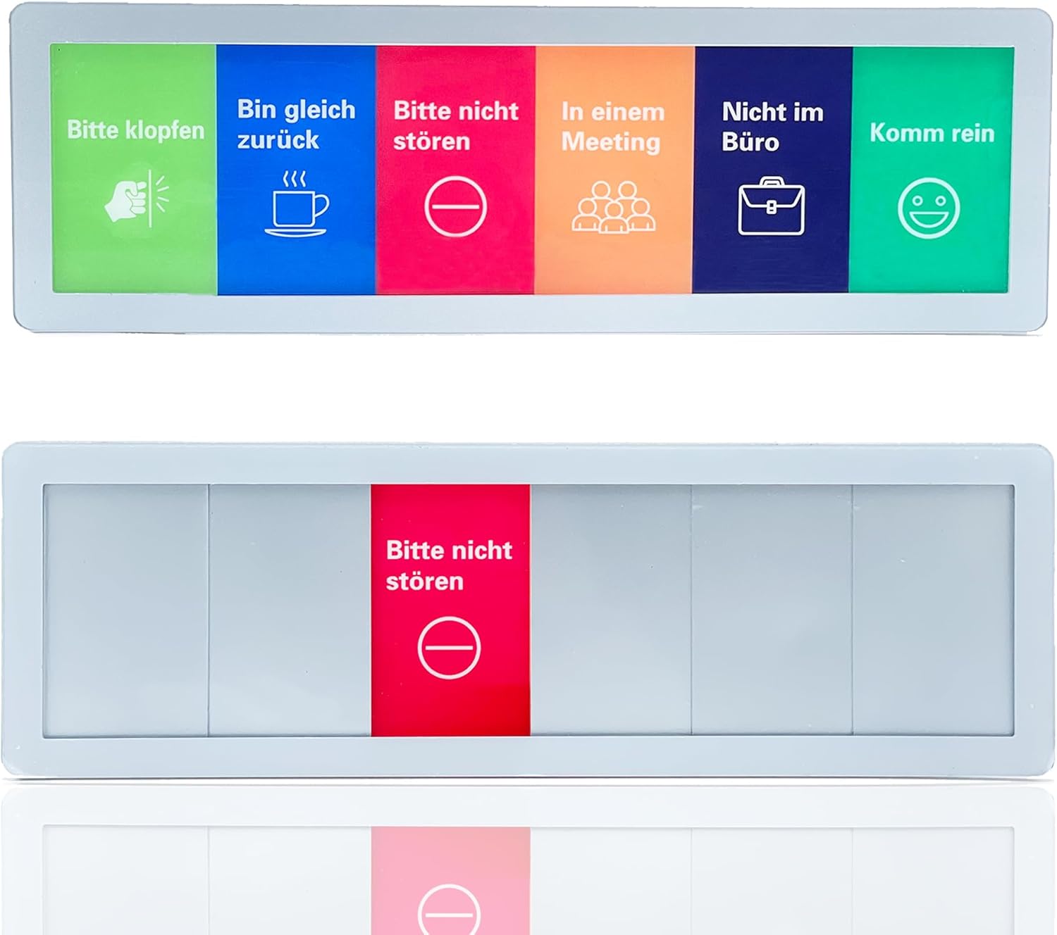 Plaque De Porte Autocollante Pour Bureau, 6 Options Avec Fonction Coulissante, « Bitte Klopfen, Bin Gleichzurück, Bitte Nichtstoren, In Einemmeeting, Nicht Im Büro, Komm Rein » Pour Les Bureaux Et Les
