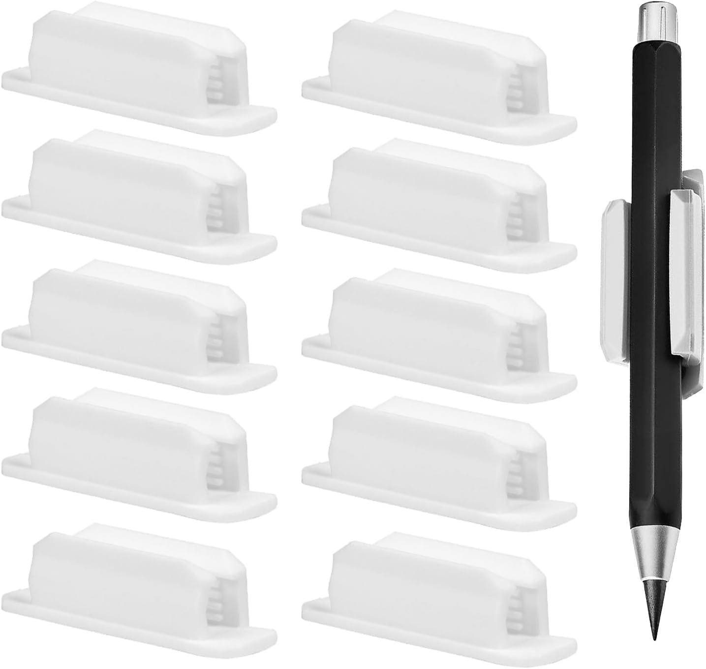 Set Mit 10 Selbstklebenden Silikon-stifthaltern Mit Kleberückseite Für Marker, Klemmbretter, Whiteboards Und Büroaufbewahrungszubehör (weiß)