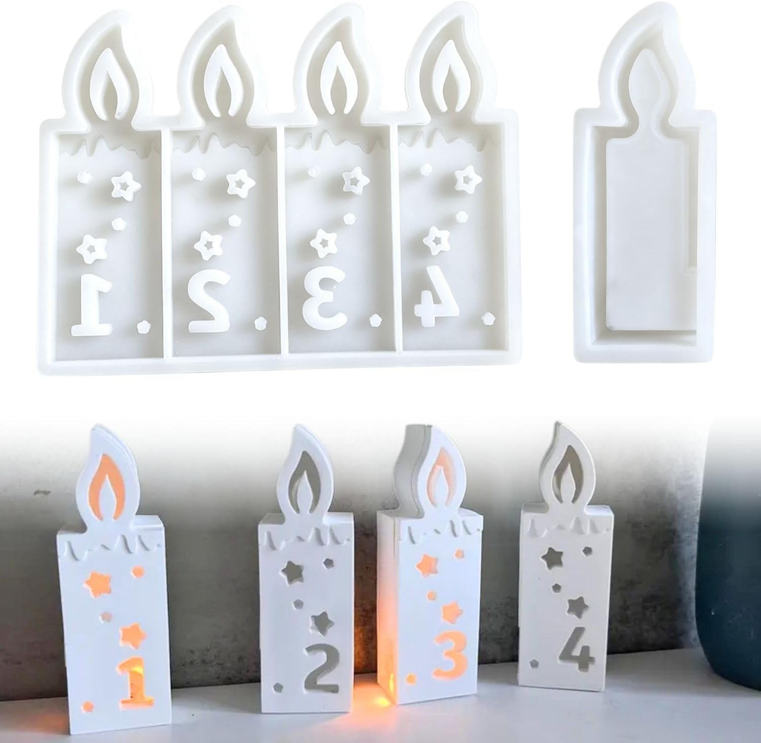 Silikonformen Für Adventskränze (1 Bis 4 Stück), Gipsformen Zum Gießen, Formen Für Kerzen Aus Gips Und Epoxidharz