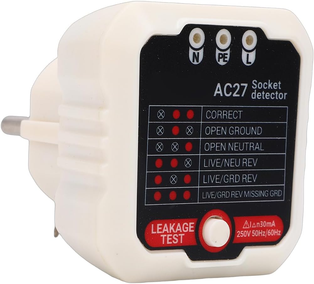 Steckdosentester Mit Fi-schutzschalter Und Lcd-display Zur Spannungsanzeige