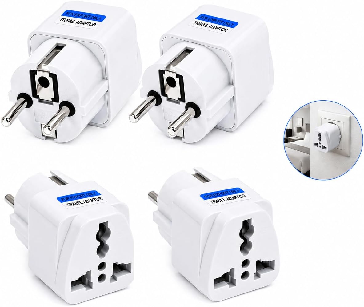 4-teiliges Set Universal-reiseadapter, Adapter Von Deutschem Stecker Auf Europäischen Stecker, Schlanker Eurostecker-adapter Für Usa, Großbritannien, China, Japan, Schweiz Und Elektronische Geräte