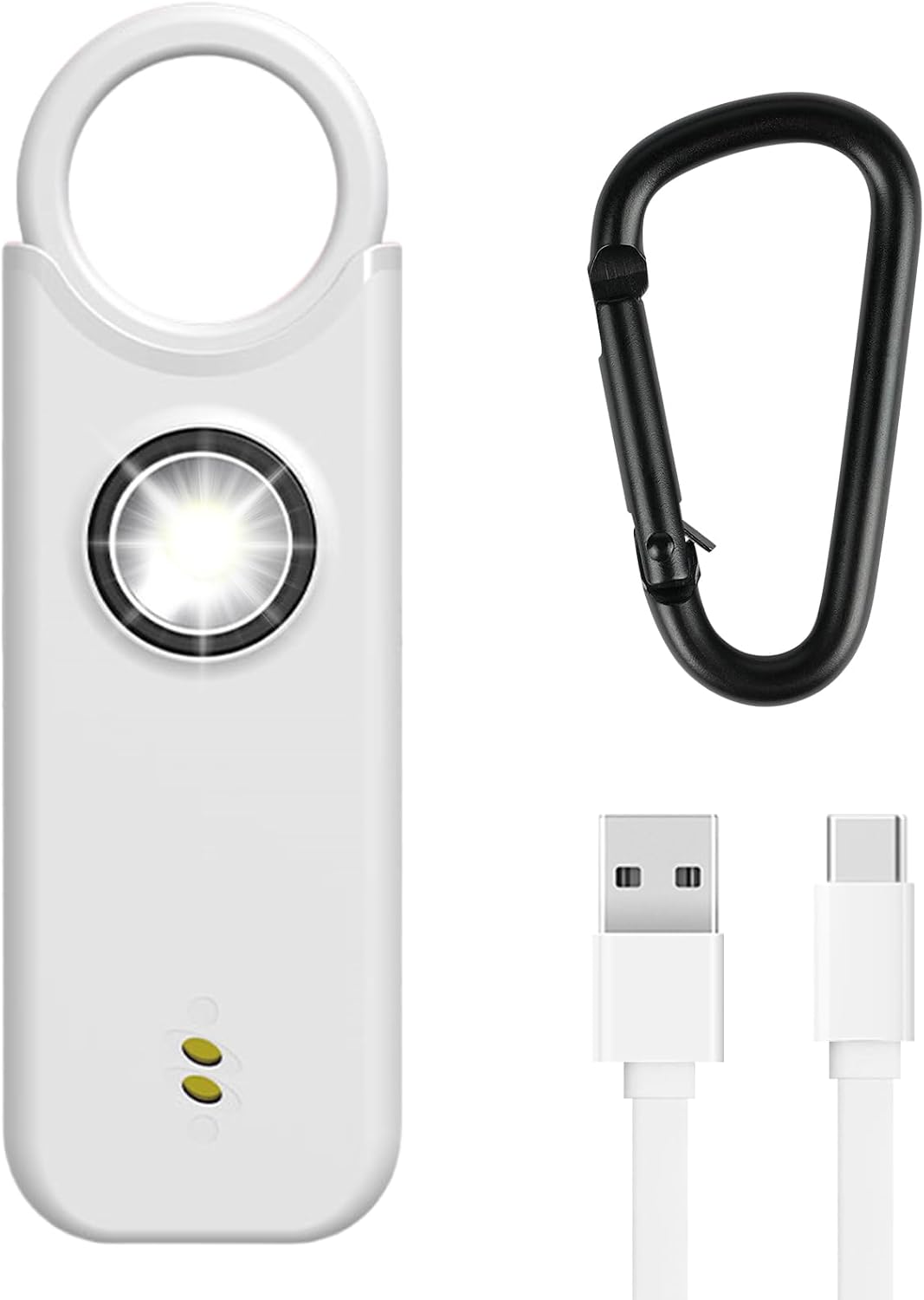 Personenalarm, 135 Db Taschenlampe, Tragbarer Schlüsselanhänger-alarm, Notfall-sicherheitsalarm Mit Led-leuchten, Für Kinder, Frauen Und Senioren – Weiß